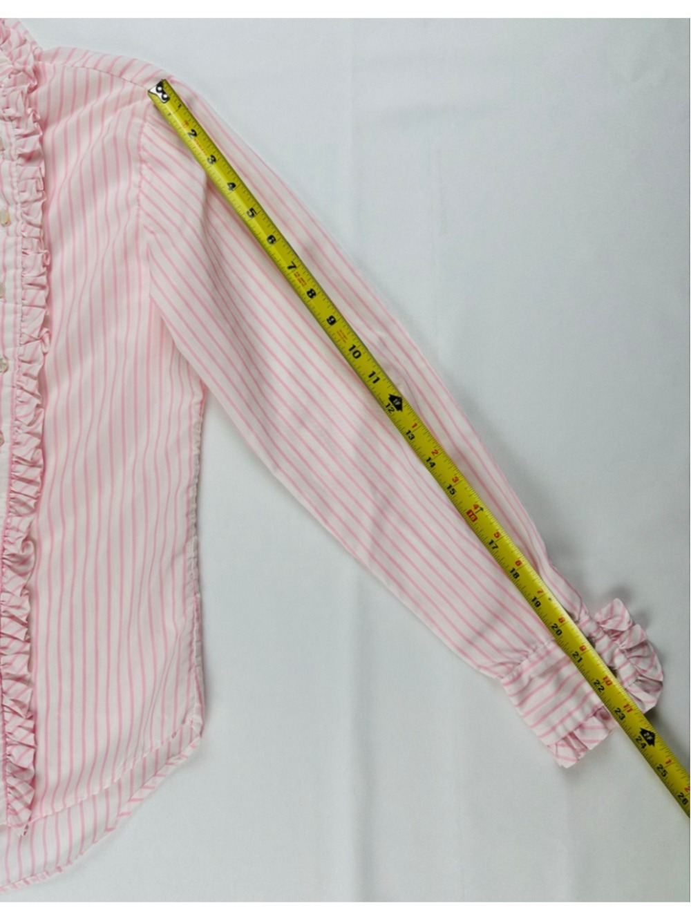 Vintage 1980s Ellen Tracy Pink Candy Stripe Ruffle Blouse Size 7 - Picture 4 of 10